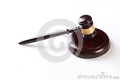 Judge`s Gavel over white background Stock Photo