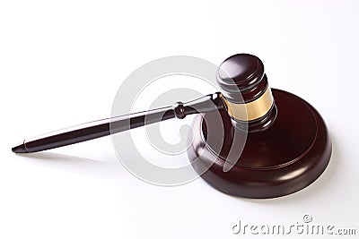 Judge`s Gavel over white background Stock Photo