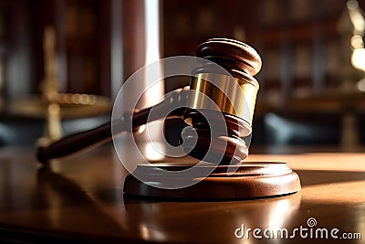 Judge's Hammer: Symbol of Justice and Order.Generative AI Ilustration Stock Photo