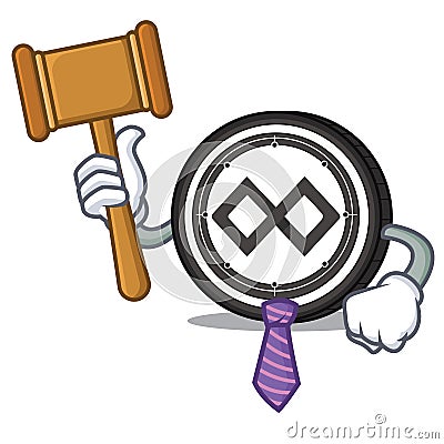 Judge Tenx coin mascot cartoon Vector Illustration