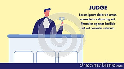 Judge Vector Web Banner Template with Text Space Vector Illustration