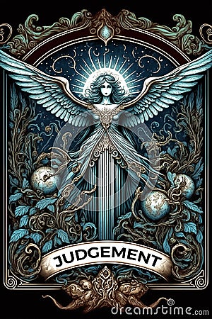 Judgement. Esoteric Tarot card. Digital printable illustration Cartoon Illustration