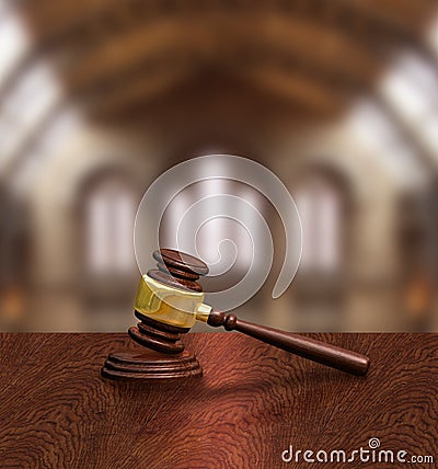 Judges gavel in courthouse, justice concept Stock Photo