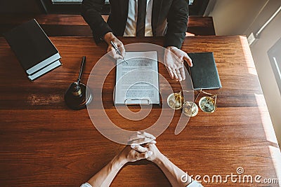 Judges male lawyers Consultation of businessmen legal services Consulting in regard to the various contracts to plan the case in Stock Photo