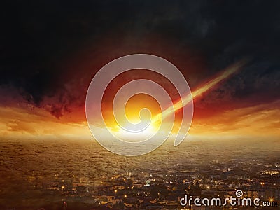 Judgment day, end of world, asteroid impact Stock Photo