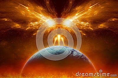 Judgment day, end of world, complete destruction of planet Earth Stock Photo