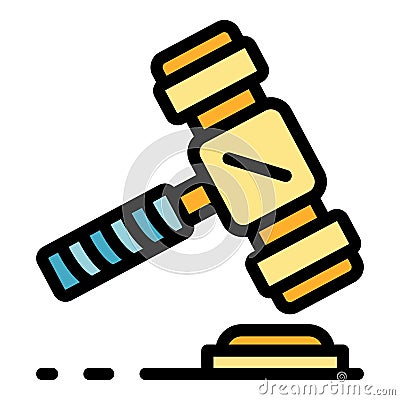 Judicial hammer icon color outline vector Stock Photo