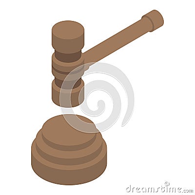 Judicial hammer icon, isometric style Vector Illustration