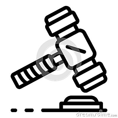 Judicial hammer icon, outline style Vector Illustration