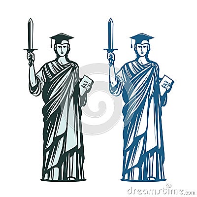 Judiciary, education symbol. Notary, justice, lawyer icon. Vector illustration Vector Illustration