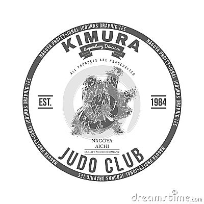 Judo club t-shirt graphics label vector Vector Illustration