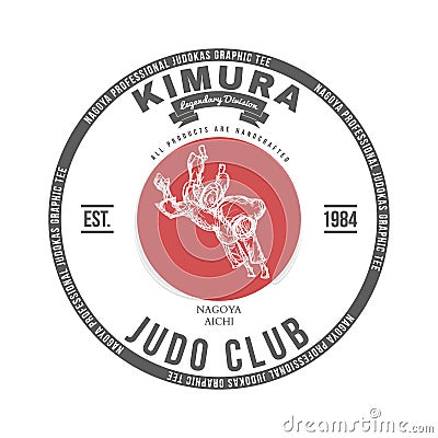 Judo club t-shirt graphics label vector Vector Illustration