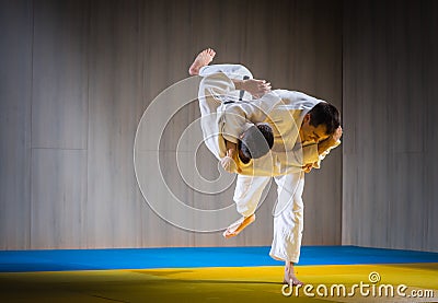 Judo training in the sports hall Stock Photo