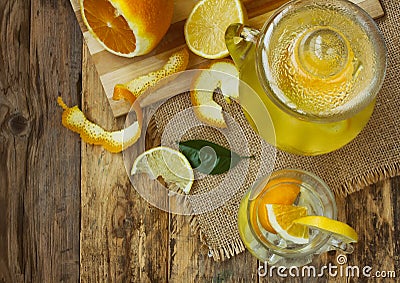 Jug and glass homemade lemonade Stock Photo