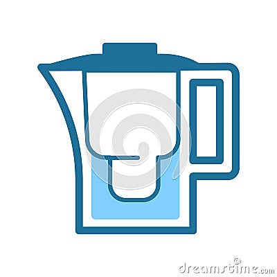 Jug or pot with filter, clean water, liquid purification isolated icon Vector Illustration