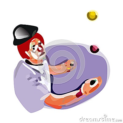 Juggler clown performing throwing balls juggling Vector Illustration