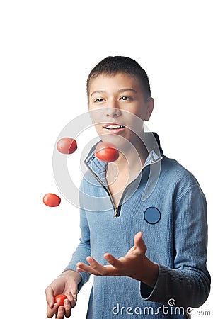 Juggler and tomato Stock Photo