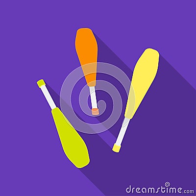 Juggling clubs icon in flat style isolated on white background. Circus symbol stock vector illustration. Vector Illustration