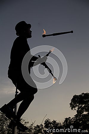 Juggling Fire Stock Photo