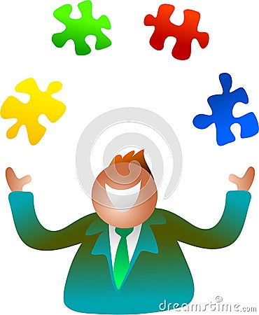 Juggling jigsaw Stock Photo
