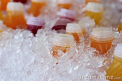 Colorful juice on ice for drink Stock Photo