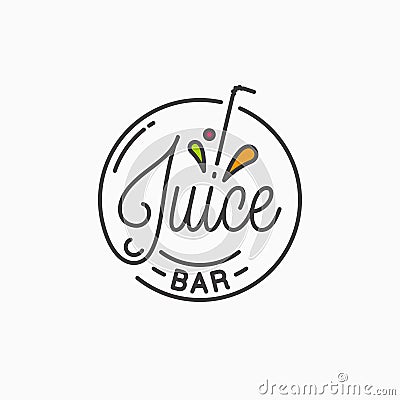 Juice bar logo. Round linear logo of juice splash Vector Illustration