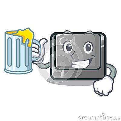 With juice character ctrl button attached on computer Vector Illustration