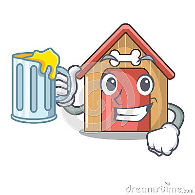 With juice dog house isolated on mascot cartoon Vector Illustration