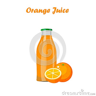 Juice in glass bottle Vector Illustration