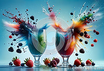 juice in a glass with colorful berries Stock Photo