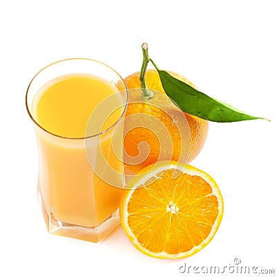 Juice glass and orange fruit Stock Photo