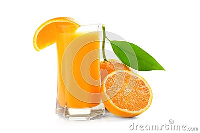 Juice glass and orange fruit Stock Photo