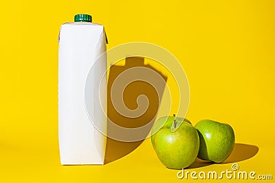 juice pack empty copy space apples Stock Photo