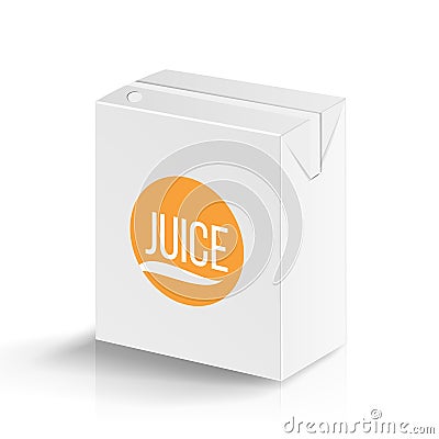 Juice Package Vector Realistic Mock Up Template. Carton Branding Box 200 ml. White Empty Clean Cardboard Package Drink Vector Illustration