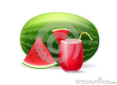 .Juice watermelon drink Vector Illustration