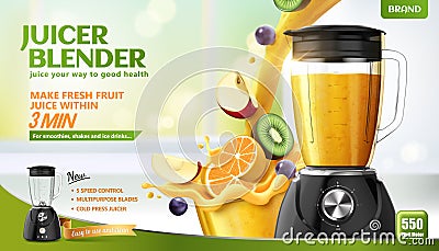 Juicer blender ads Vector Illustration
