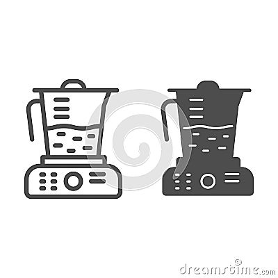 Juicer line and solid icon, Kitchen appliances concept, Blender sign on white background, squeezer icon in outline style Vector Illustration