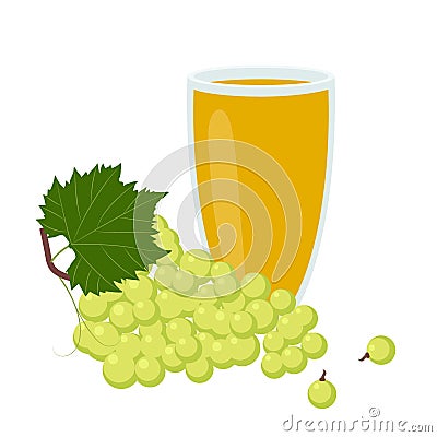A glass of grapes juice. Healthy food. Vector Illustration