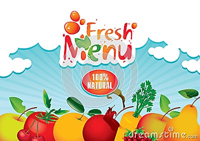 Juices and fresh Vector Illustration