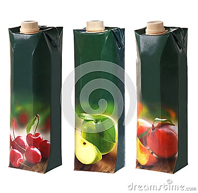 Juices packs with cap Stock Photo