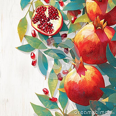 Juicy allure Close up view of succulent and ripe pomegranate fruits Stock Photo