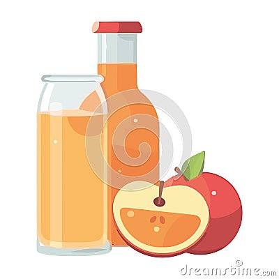 Juicy apple cocktail, a sweet summer refreshment Vector Illustration