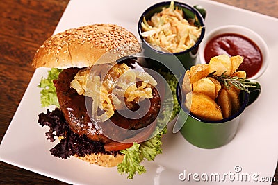 Juicy beef burger Stock Photo