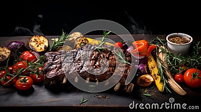 Juicy beef ribs, succulent and smoky, fall-off-the-bone tender, an irresistible BBQ delight Stock Photo