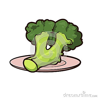 Juicy broccoli on a plate Vector Illustration