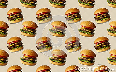 Juicy cheeseburger on a beige background. Isolate Stock Photo