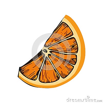 Juicy citrus orange slice, ripe and fresh snack Vector Illustration
