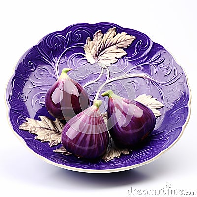 Juicy delicious fig lies on beautiful plate, Ai generated Stock Photo