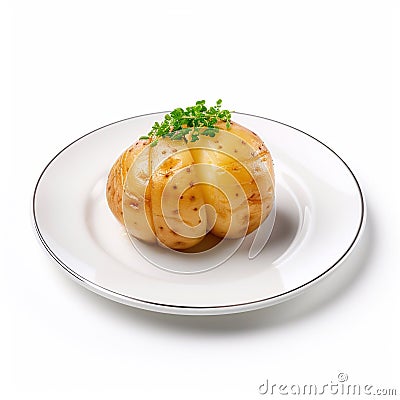 Juicy delicious potato lies on beautiful plate, Ai generated Stock Photo