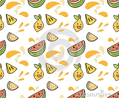 Juicy fruit kawaii background Stock Photo